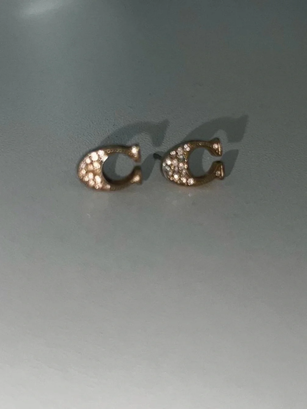 Coach Gold Crystal 'C' Stud Earrings - Picture 3 of 4